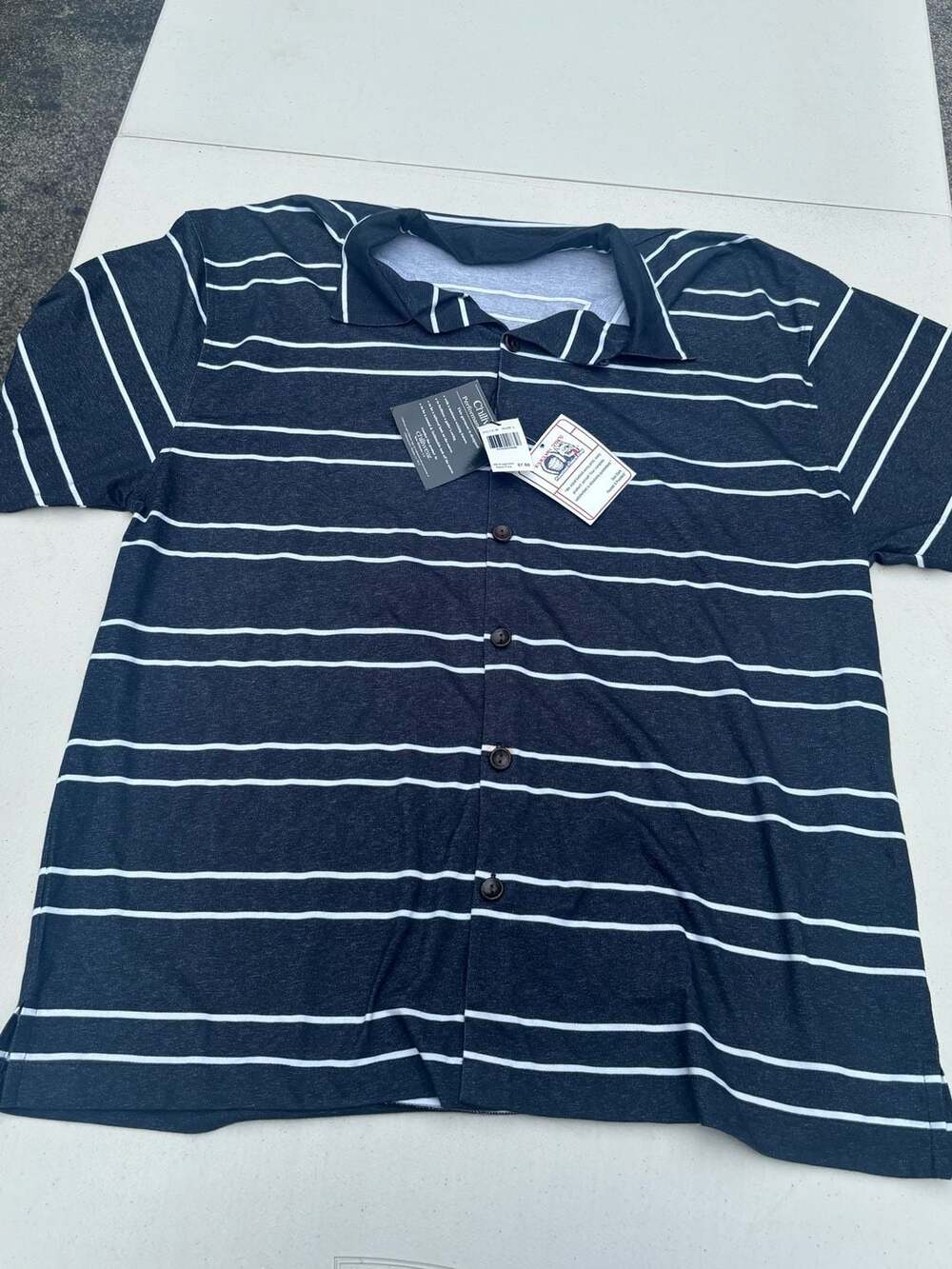 Chiliwear Men's Striped Performance Camp Shirt Large